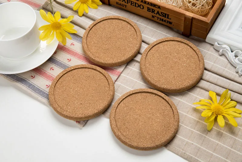 100pcs/lot Classic Round Plain Cork Coasters Drink Wine Mats Cork Mat
