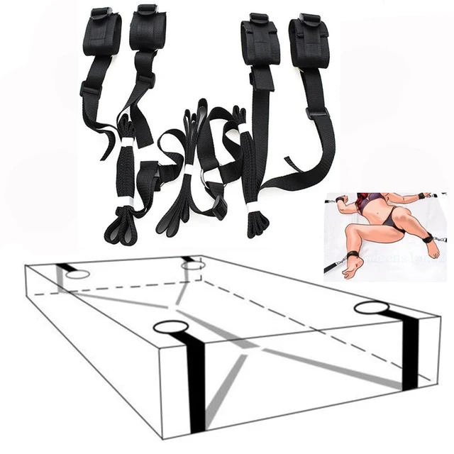 $US $5.09  Under Bed Bondage Set Restraint System Kit Ankle Cuffs Wrist Hand Cuffs BDSM ToyBinding Rope Strap