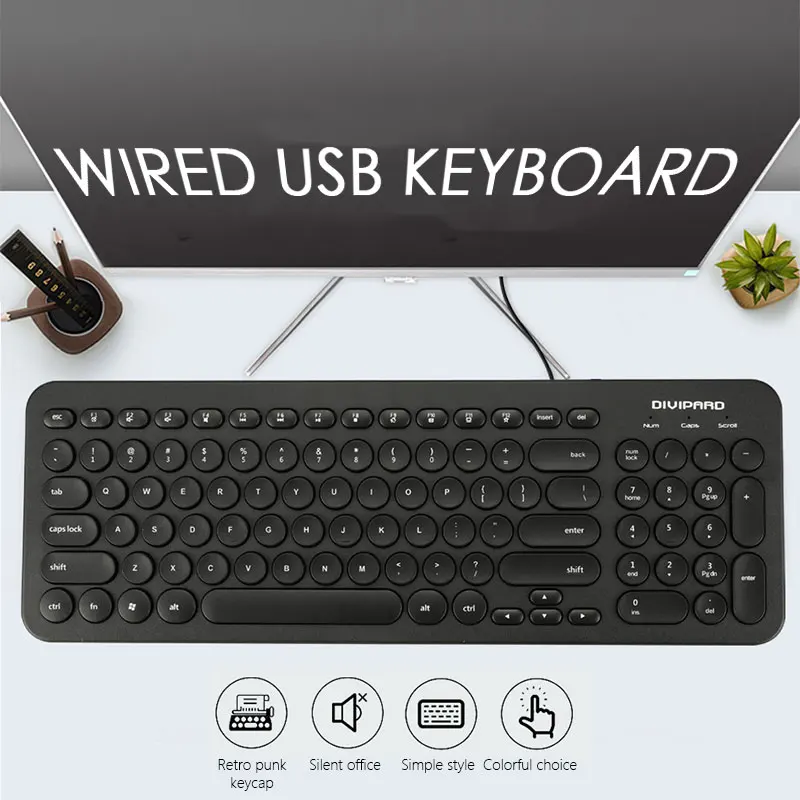 Прочный usb клавиатура круговой 96key панк настольная светящаяся
