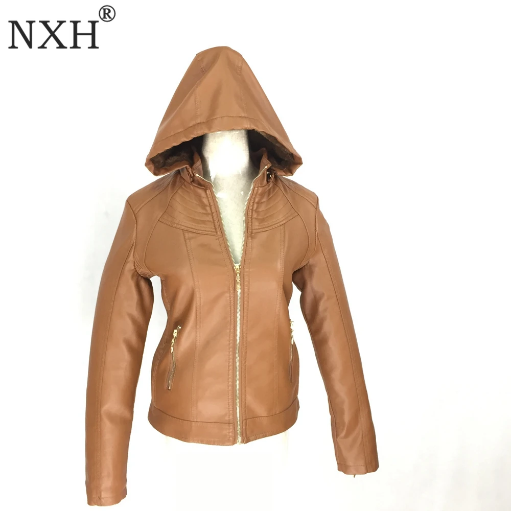 En gris Sauvage Femmes Hiver bourgogne Veste Long De Manches vent Mode Noir Cuir Bonne Coupe Automne Amovible Occasionnel Pu Qualité Moto kaki Nxh camel 2018 1qawII