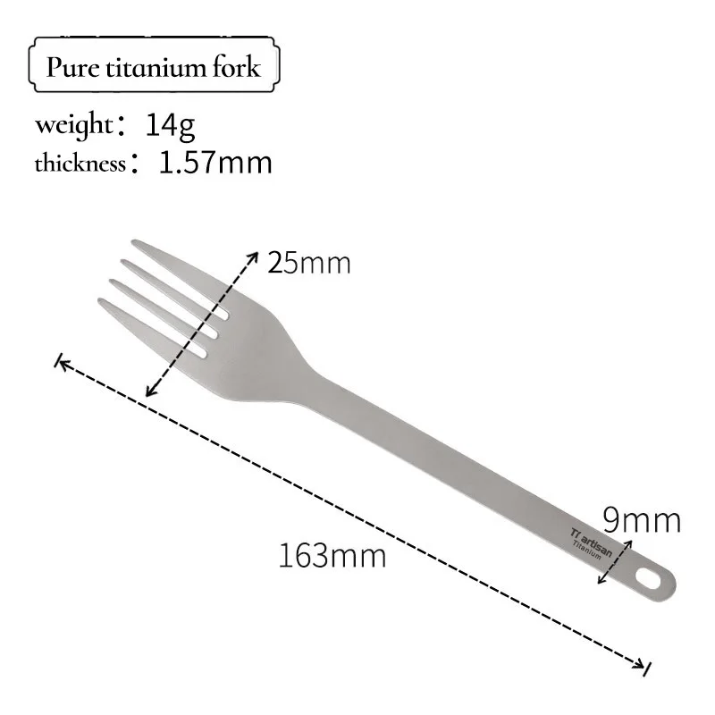 Tiartisan Открытый чистый титан вилка ложка набор путешествия Кемпинг посуда экологичные столовые приборы с пряжкой - Цвет: fork