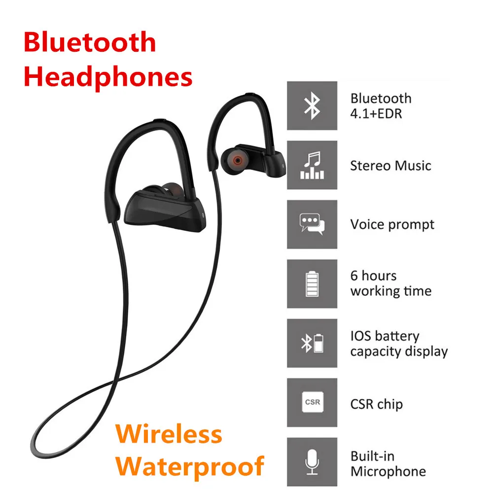 Wireless Earbuds Sports U12 Earphones IPX7 Waterproof HD Stereo Sweatproof Noise Cancelling Headsets with Mic BT4.1 | Электроника