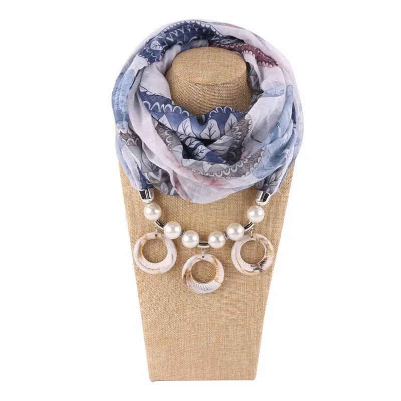 RUNMEIFA новое ожерелье кулон шарф для женщин Вуаль шарф принт платок Femme Смола стекло аксессуары шарф Прямая поставка - Цвет: 10