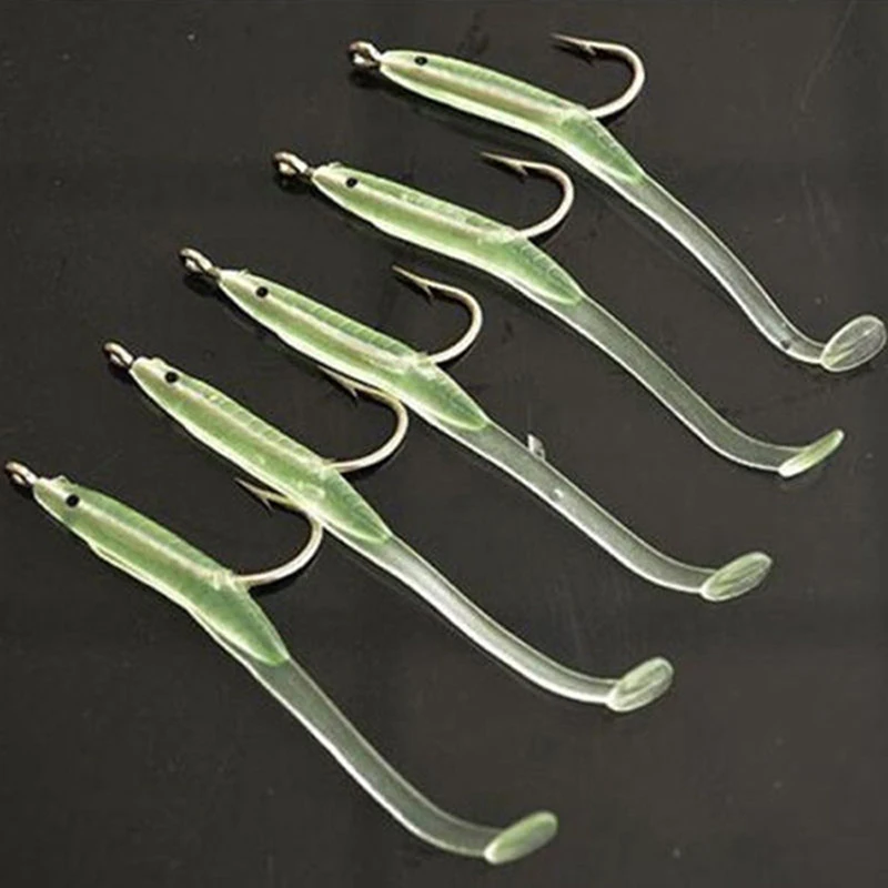 Fashion 10Pcs Luminous Eel Fishing Lures Rubber Worm Bass Crank Bait Outdoor