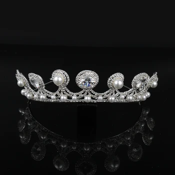 

HANCHANG Wedding Jewelry Shiny Zircon Brides Tiaras Crown Silver Crystal Bridal Hairbands Headpiece Hair Accessories Headbands