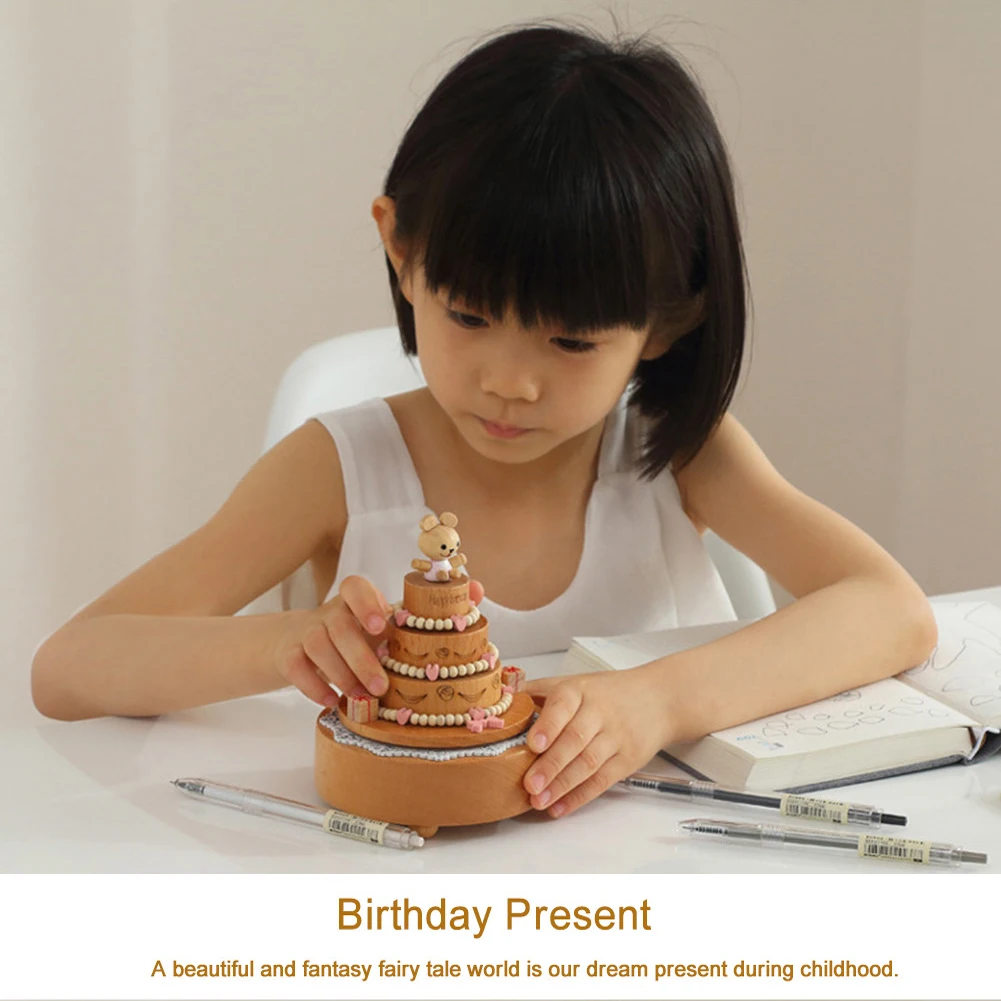 Колесо обозрения в форме торта на день рождения деревянная музыкальная шкатулка игрушка украшение милый подарок на день рождения Рождественский подарок для детей# CW