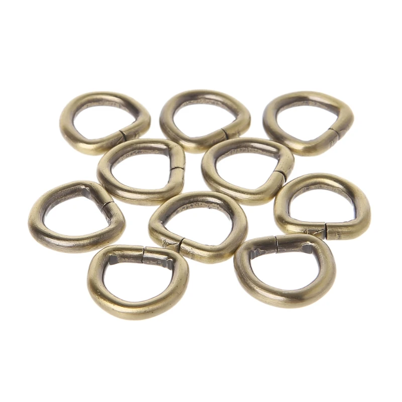 

THINKTHENDO 10Pcs Metal D Ring Bag Buckle Handbag Leather Bag Purse Strap Belt Web Clasp 12mm Bag Accessories