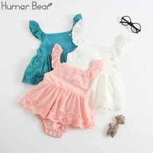 Humor Bear European And American Style Summer New Girl Baby Ha Ha Dress Cotton Triangle Embroidery Romper Baby Girls Clothes