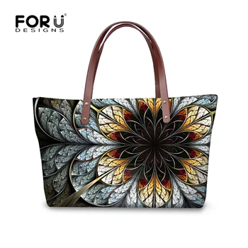

FORUDESIGNS Vintage Women Handbag Flower Printing Top-handle Large Bags For Ladies Casual High Quality Tote Purse Bola Feniminas