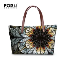 FORUDESIGNS Vintage Women Handbag Flower Printing Top-handle Large Bags For Ladies Casual High Quality Tote Purse Bola Feniminas