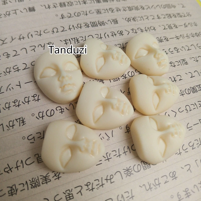 

Tanduzi 10pcs Mini Masks Flatback Resin Cabochons Cute Girl Beige Face Flatback Scrapbooking Hair Bow Center Resin Crafts Making