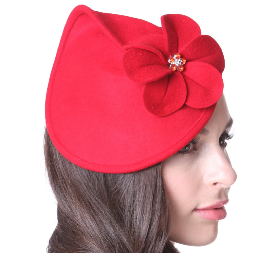 Free Shipping Women Fascinator Hats Party cocktail Hair Accessories Red