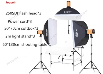 

Godox 250W flash light kit 750w three-lamp still Life shooting table studio set flash softbox portrait shooting equipmenCD50T03