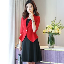Spring New blazer Dress Women's Wear Autumn Fashion Temperament Workwear Vestidos Dresses Official Vintage Solid Lady Dress