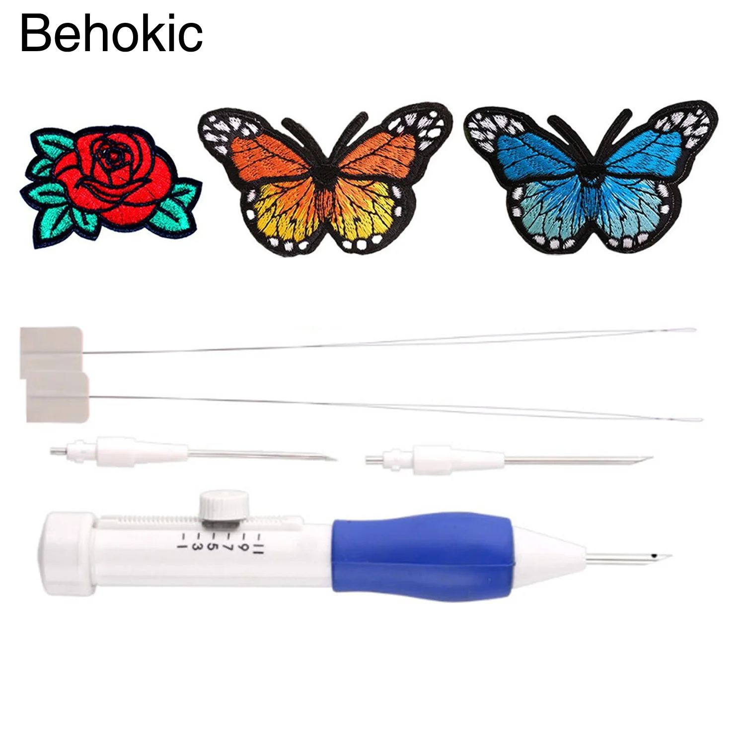 

Behogar Embroidery Needle Pen Set Kit for Quilt Place-mats Purses Table Tunners Cushion Covers Towels Totes