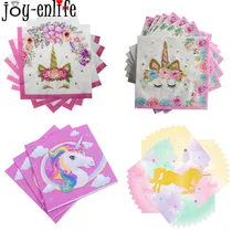 

JOY-ENLIFE 1set Unicorn Party Paper Napkins Serviettes Kids Birthday Party Table Napkin Wedding Baby Shower Party Decor Supplies