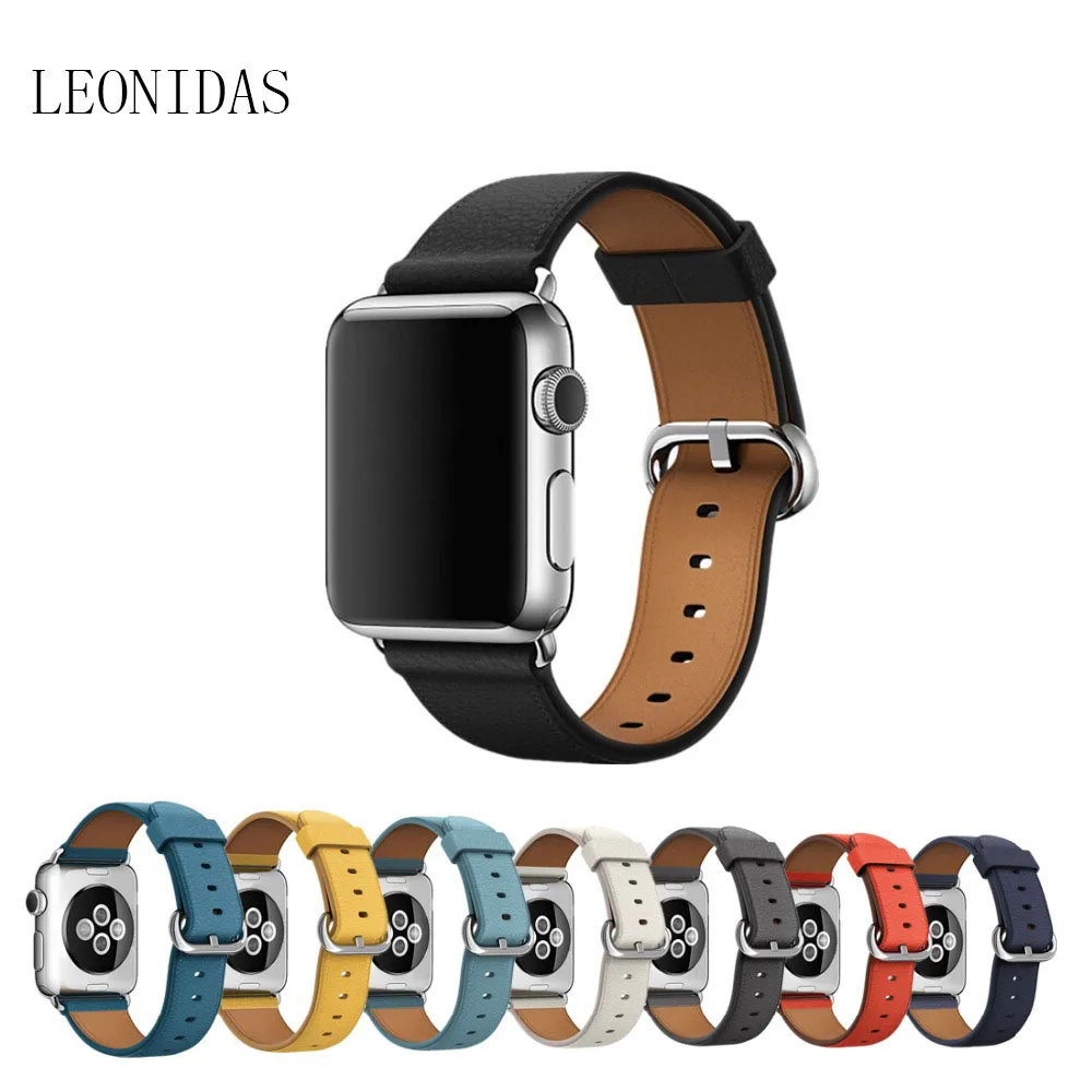 

LEONIDAS Leather Strap For Apple Watch band correas apple watch 42mm 38mm Stainless Steel Iwatch series 3/2/1 Wrist Bracelet