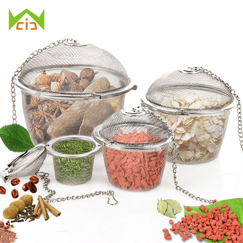 

WCIC Stainless Steel Tea Strainer Tea filter bag Sphere Locking Spice Mesh Infuser Silver Filter Infuser te chino