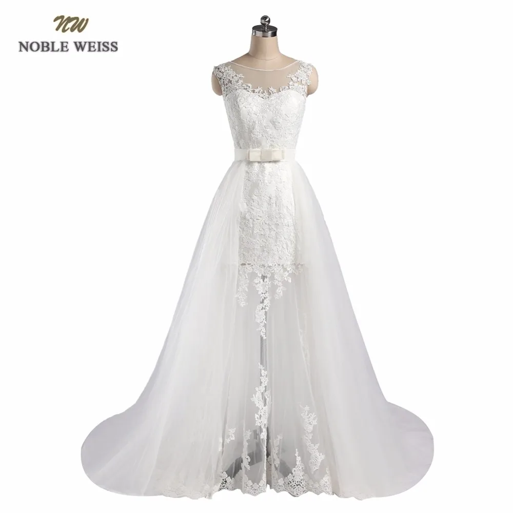 

NOBLE WEISS Sexy Wedding Dress Lace Elegant Custom Made Mermaid Bridal Gown With Removable Train