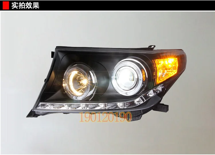 Hireno налобный фонарь для Toyota Land Cruiser 4700 FJ200 LC200 фар автомобиля сборки светодиодный DRL ангел объектив двойной луч ксеноновые 2 шт