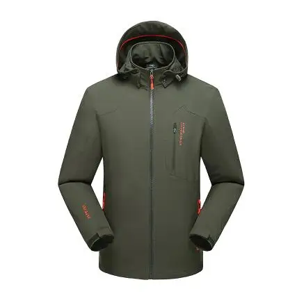 Для мужчин плюс Размеры 4XL 5XL 6XL 7XL 8XL флисовая куртка Водонепроницаемый ветровка-худи Пеший Туризм Куртка для альпинизма, трекинга куртки - Цвет: Армейский зеленый