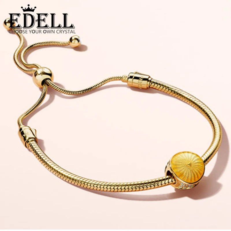 

EDELL 100% 925 Sterling Silver New 18K Gold Shining Twinkle Bracelet Sunshine Sunshine Beaded Bracelet Set