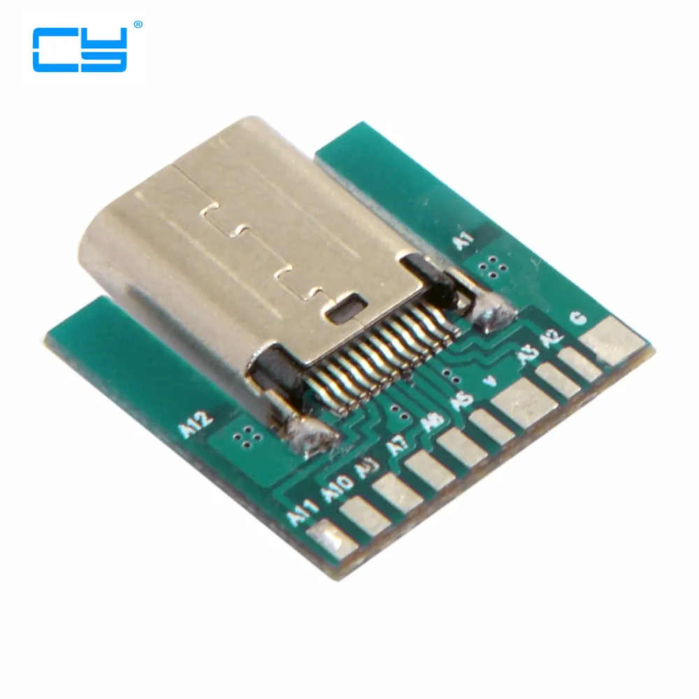 Cable Length: Plug Connectors DIY 24pin USB-C USB 3.1 Type C Male /& Female Plug /& Socket Connector SMT Type with PC Board