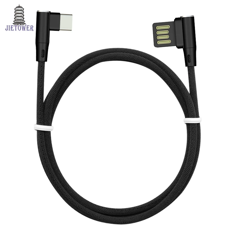 50 шт. USB Type C кабель для быстрой зарядки 90 градусов usb c 3 1 передачи данных зарядное