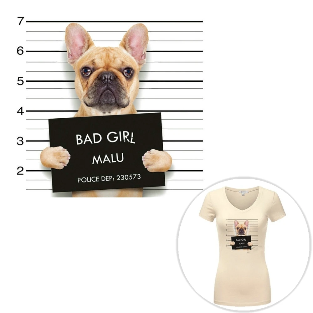 8.7x8.3&quot Bad Girl Dog Patch Iron On Cloth T-shirt Dresses Patches A-level Washable Heat Transfer Stickers DIY Printing Decor | Дом и сад