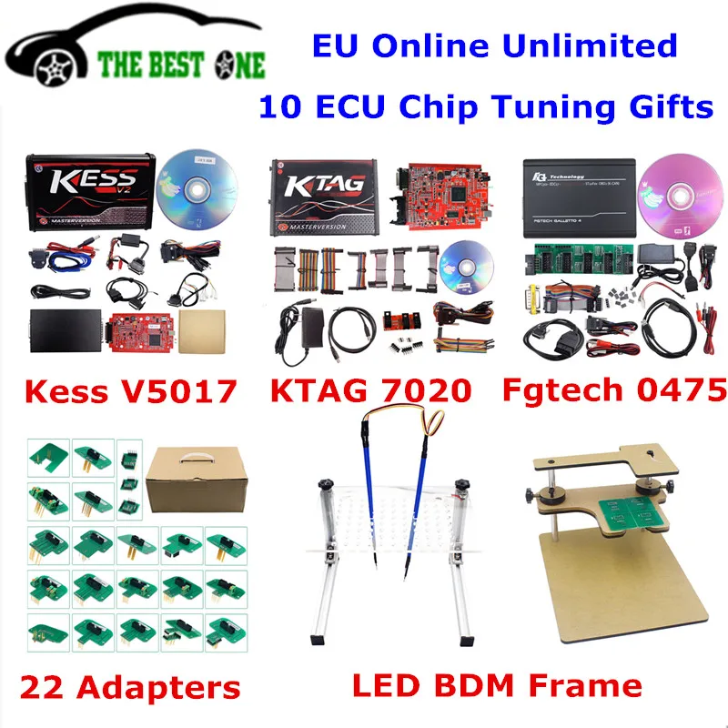 

EU Online V2.47 Kess V5.017+Ktag V7.020 V2.25+Fgtech 0475+BDM Frame Series+22PCS Adapters K Tag Full OBD2 ECU Chip Tuning Tool
