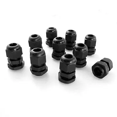 

10 Pcs PG9 Black Plastic Waterproof Cable Connectors
