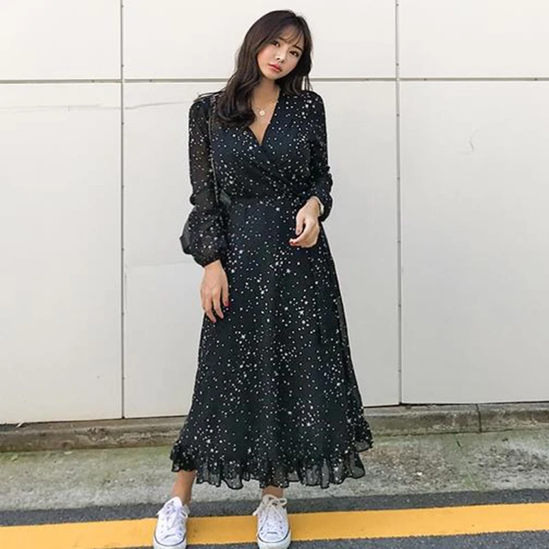 

SuperAen Cotton and Linen Women Long Dress Long-sleeved Pluz Size Ladies Dress Autumn New 2019 Casual Fashion Women Clothing