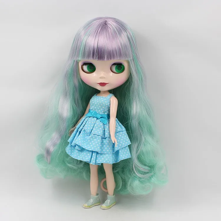 Fortune Days Nude Factory Blyth Кукла № BL40061049 синий микс зеленые волосы с челкой подходит для изменения игрушки белая кожа Neo
