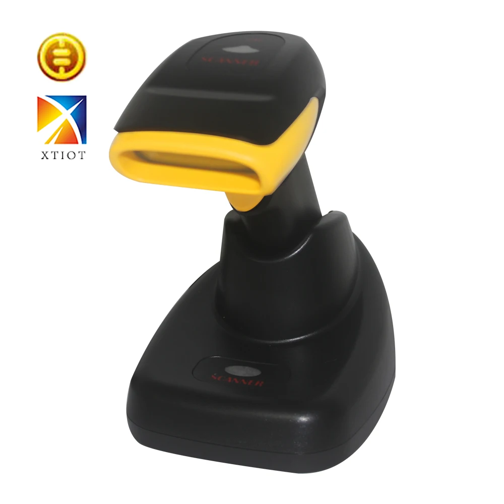 XT6412 433 ميجا هرتز يده المحمولة اللاسلكية الباركود ماسحة 1D/2D/QR بار قانون القارئ سهلة شحن مع قاعدة