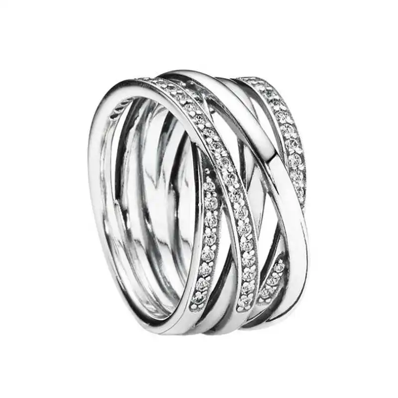 

Ruifan High Quality Real 925 Sterling Silver Ring Eternity Entwined Cubic Zircon Rings for Women Girls Jewelry Party Gift YRI121