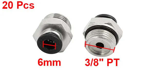 20pcs 3/8" PT Male Thread 6mm Push In Joint Pneumatic Connector Quick Fittings