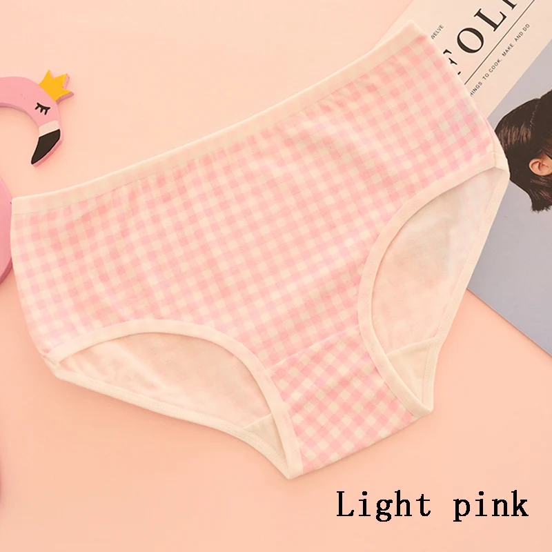 Cotton Sexy Womens Underwears Briefs Fashion Plaid Ladies Panties Breathable Underpants Comfortable Mid Waist Girls Knickers