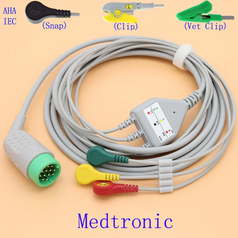 Кабель и электродный провод 12P ECG EKG с 3 проводами для Medtronic physio control lifepak 12/20/120 IEC или
