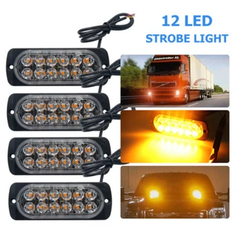 

4 pcs Car Truck Emergency Light Flashing Firemen Lights 12 Leds Car-Styling Light Strobe Warning Light suitable for Tractor etc