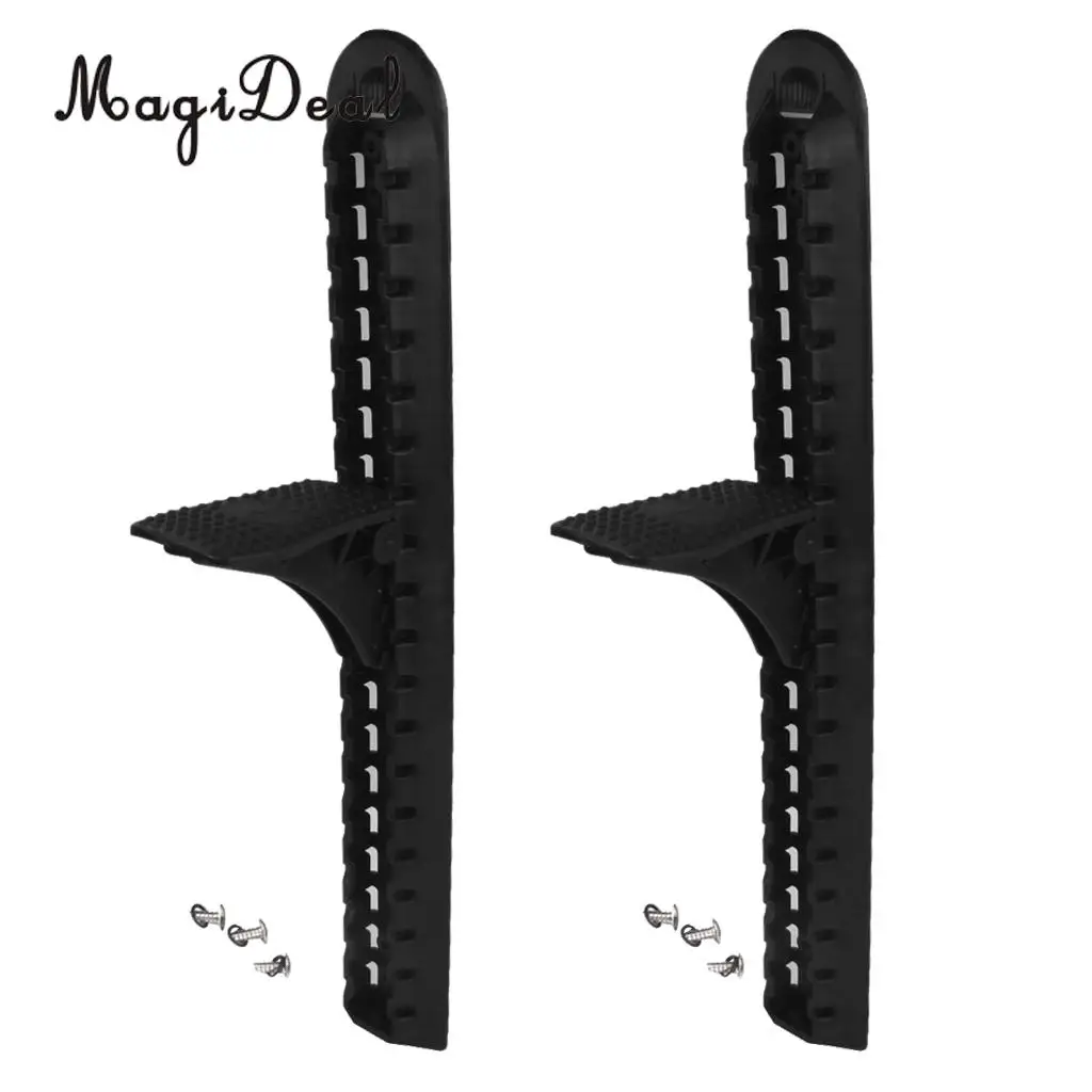 2 Pcs 18 inches Length Durable Black Nylon Kayak Foot Brace Pedal Kit with Trigger Lock for Canoe Pedal Inflatable Boat Dinghy