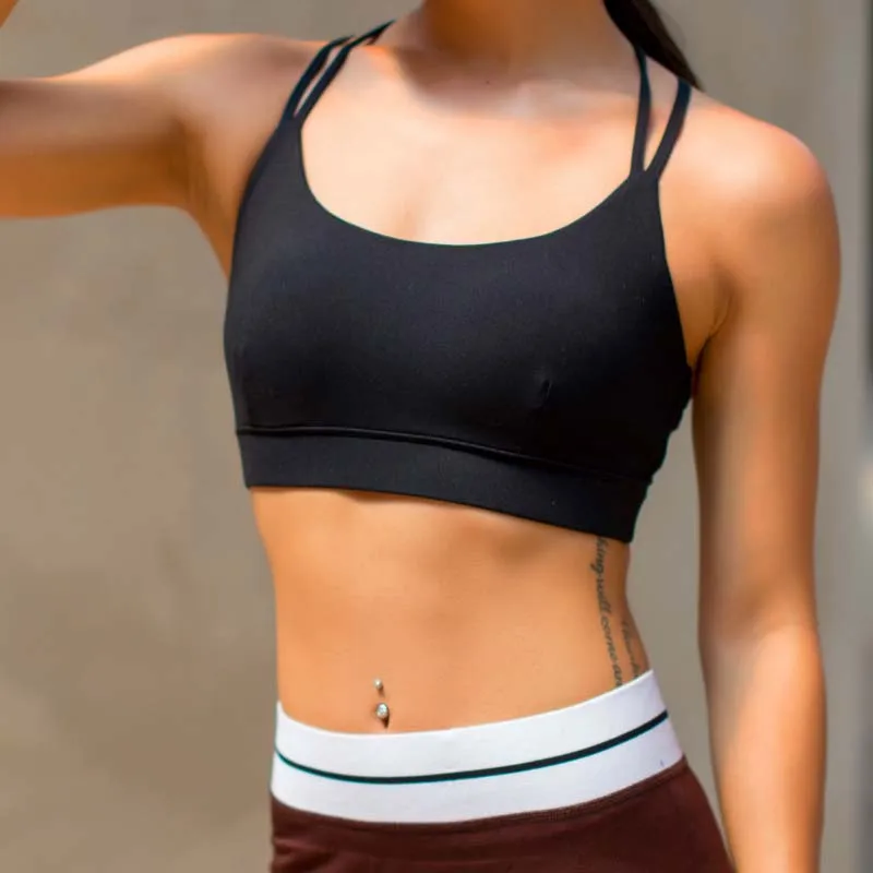 Women Push Up Sexy Sports Bra Cropped Crop Top Cross Wide Elastic Straps Fitness Yoga Bra Running Workout clothes G-331