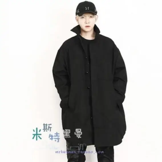 S-5XL 2017 New Male loose tooling outerwear Hard mass cotton cloth medium-long trench men's clothing top Plus size costumes