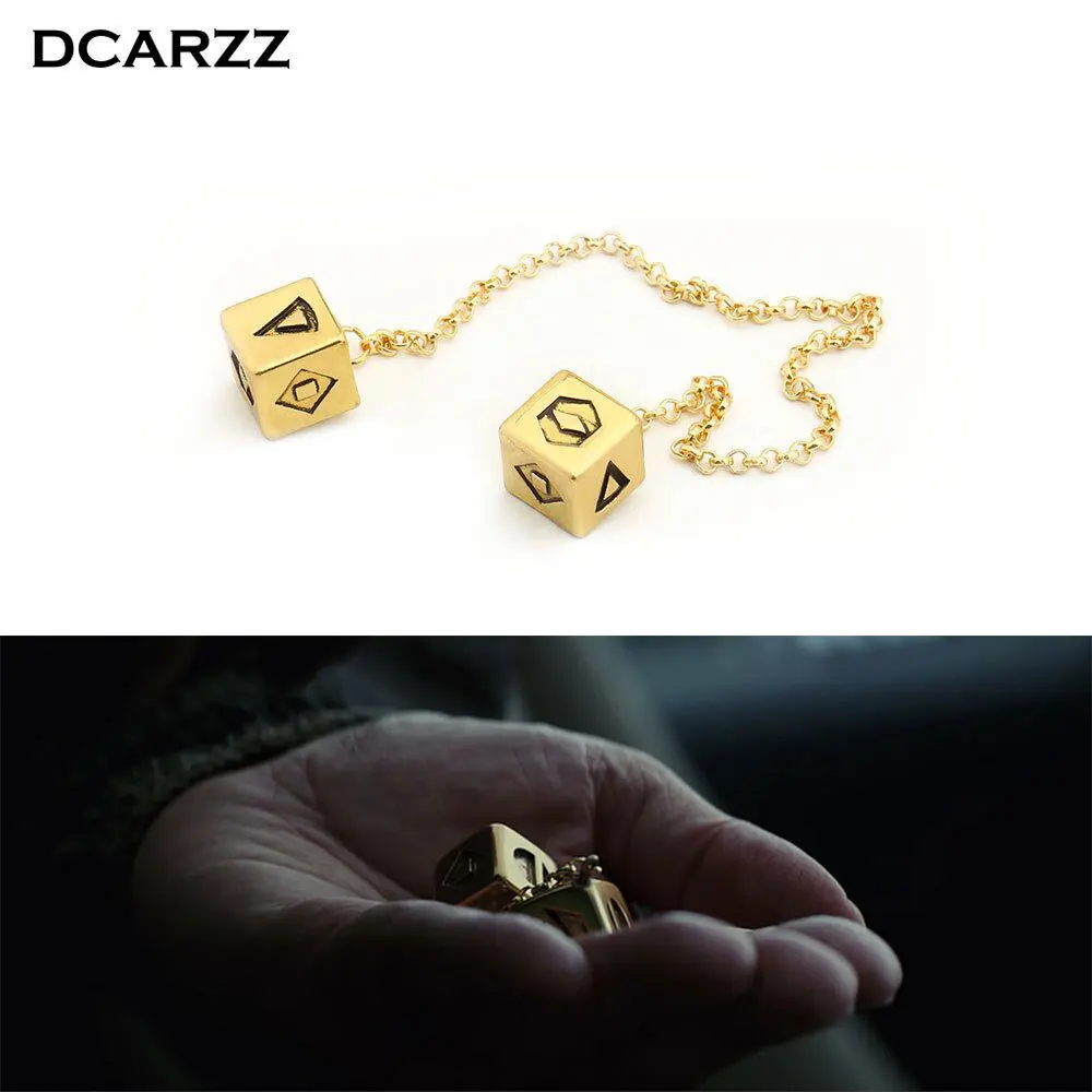 Новейший Большой античный золотой цвет Han Solo Lucky Dice Prop, 1,25 см кости со звеньями Цепи Браслет Звездные войны зеркало автомобиля украшения