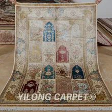 Yilong 4,5 'x6. 5' персидский шелковый ковер сад ручной работы изысканный ручной работы ковер в восточном стиле дизайн(0169