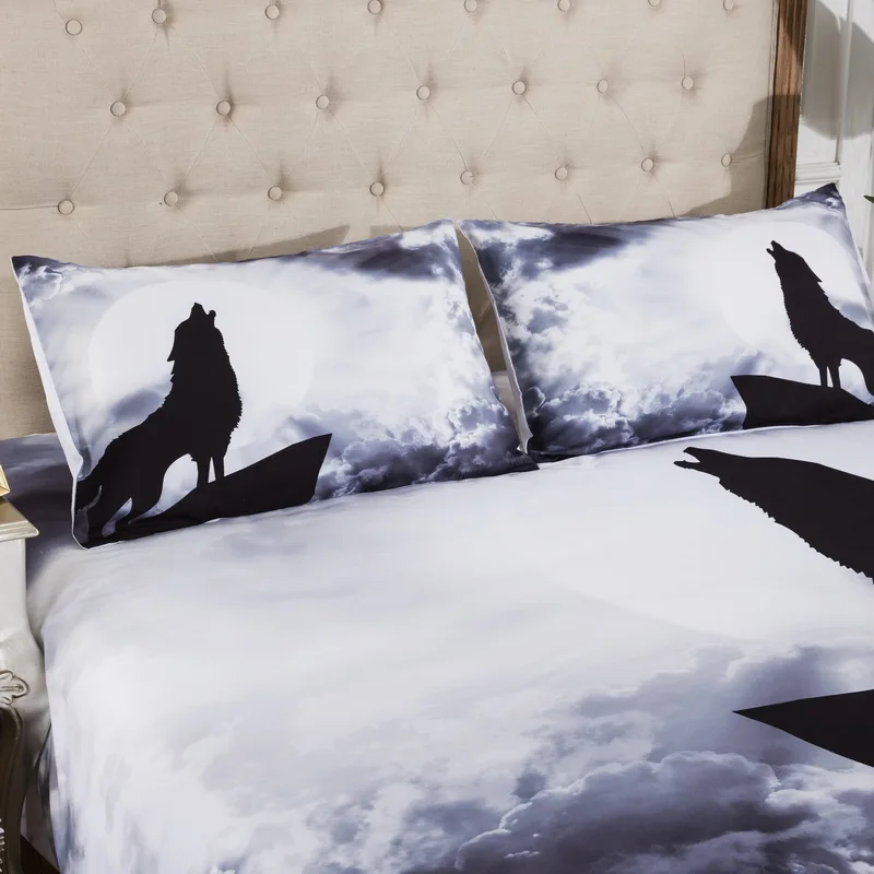 أفضل. WENSD لينة 3d الذئب الذئاب طقم سرير الفاخرة 3 قطعة مجموعة غطاء دوفيت للسرير + كيس وسادة المنسوجات المنزلية-لا سرير الفراش
