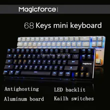 Magicforce Smart 68 клавиш с подсветкой антипривидение USB Механическая игровая клавиатура алюминиевый сплав Kailh MX Синий/Черный переключатели Двойной PCB