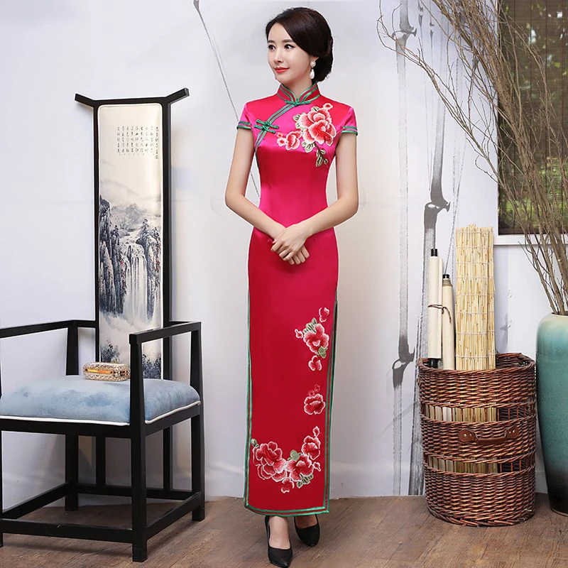 Пикантные вечерние Длинные Cheongsam традиционный Китай Стиль Макси Qipao халат Восточный женские элегантные вечерние платья Vestido плюс Размеры