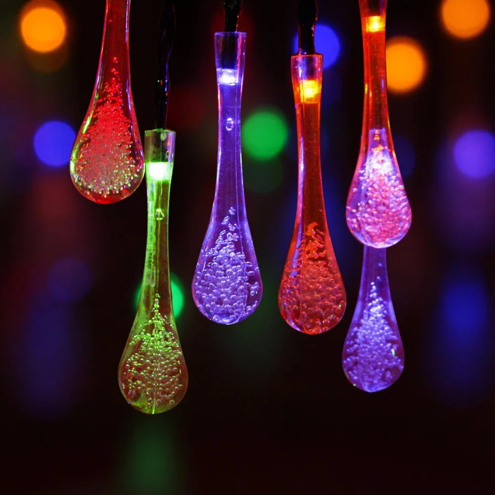 Raindrop Solar string lights RGB 30 leds 5m led christmas lights