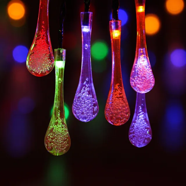 raindrop solar string lights rgb 30 leds 5m led christmas lights outdoor for garden decoration outdoor - Led Christmas raindrop solar string lights rgb 30 leds 5m led christmas lights outdoor for garden decoration outdoor - Led Christmas