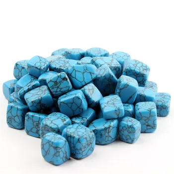 

200g/lot Blue Howlite Feng Shui Chakra natural Tumbled Stone Crystal Healing point beads Reiki Free Pouch